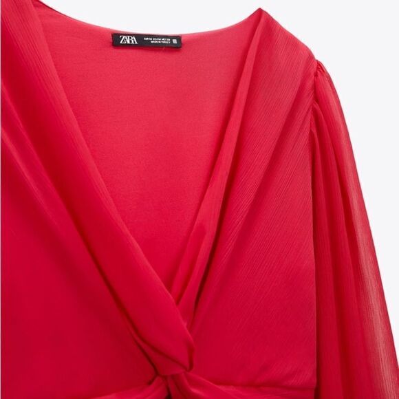 Zara Pleated Fuchsia Midi Dress New - Picture 5 of 11